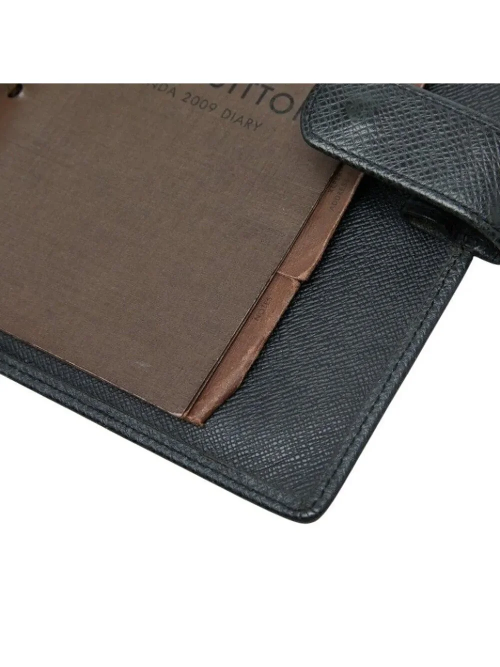 Louis Vuitton Taiga Agenda MM Notebook Cover Black Leather